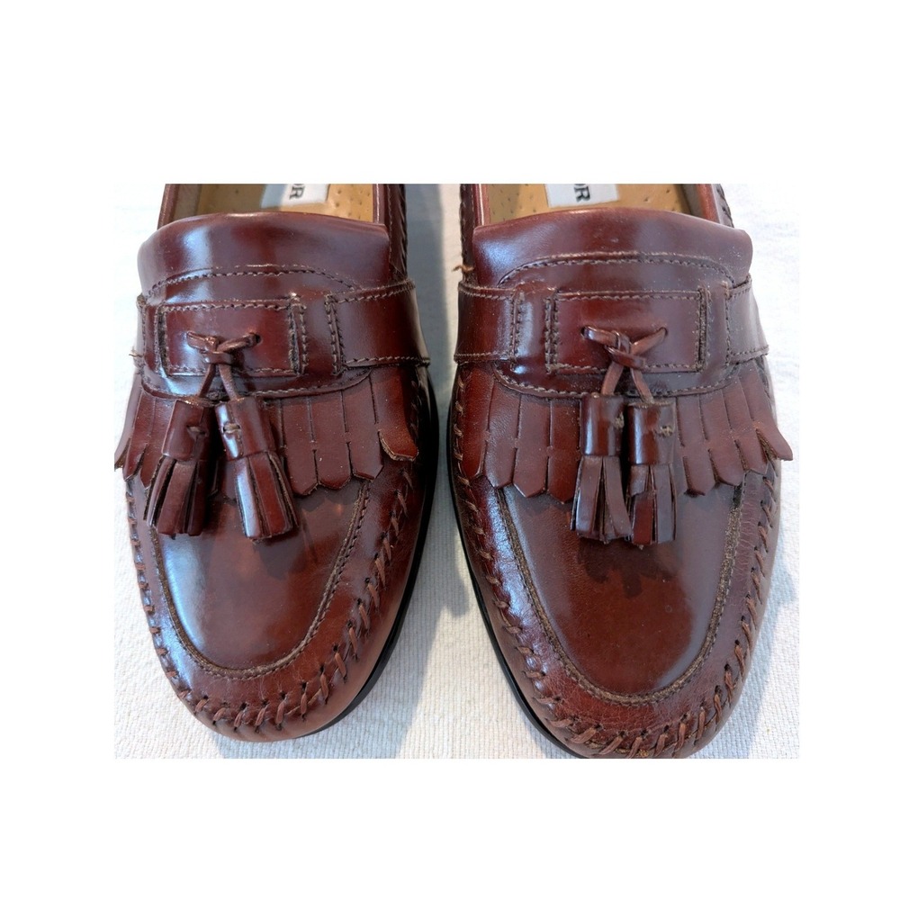 David Taylor Mens Kiltie Tassel Loafers Brown Leather Made in Brazil Size 8.5 D
